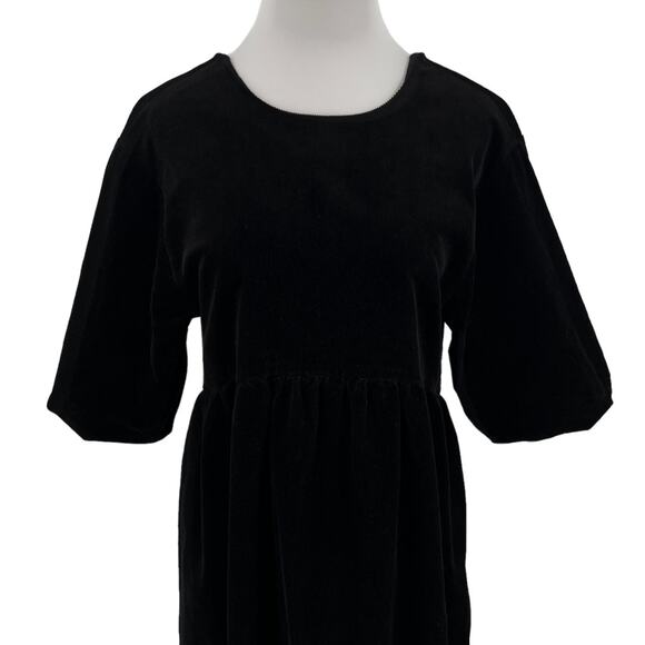 Everlane The Corduroy Mini Dress in Black Puff Sleeve Oversized Babydoll Size M - Picture 4 of 14